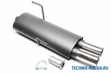 Спортивный глушитель 2x76mm, geb?rdelt Peugeot 206 1,1 / 1,4 / 1,6 / 1,9 / 2,0 TA-TECHNIX EVO206E276