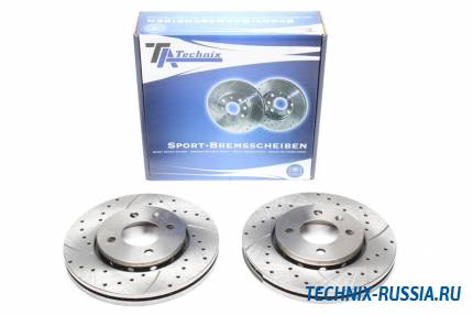 Тормозные диски 256mm с перфорацией и насечками VW Polo 6N1 6N2 TA-TECHNIX EVOBS20043P
