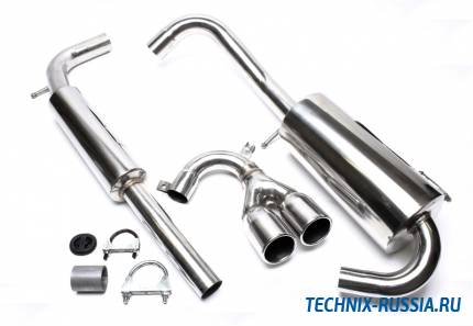 Выхлоп catback из нержавеющей стали 2 x 76mm VW Lupo 1.2TDI / 1.4 FSI / 1.4TDI / 1.6l / 1.7SDI TA-TECHNIX EVOLUMAE276